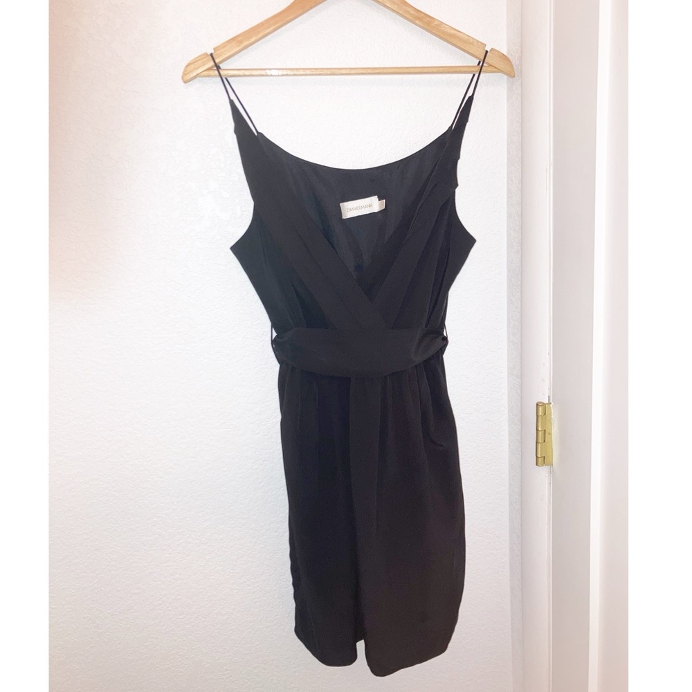 TUCKERNUCK x ZIMMERMANN 💯 Silk Draped belted Mini dress BLACK SZ: 2